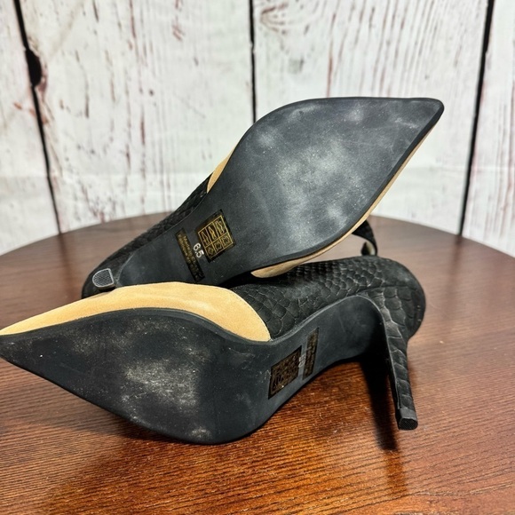 JEFFREY CAMPBELL DEAREST ankle wrap suede nude & black faux snakeskin Pumps 6.5 - Picture 12 of 14